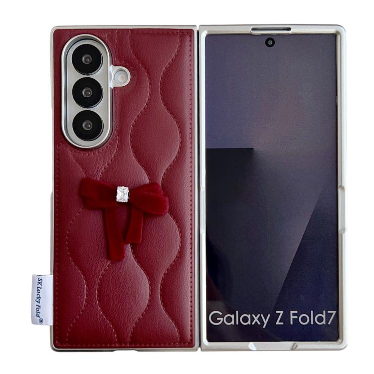 Puffer Jacket Bow Phone Case with  Wrist Strap, For Samsung Galaxy Z Flip6/7 FE, For Samsung Galaxy Z Fold7 5G, For Samsung Galaxy Z Flip7 5G, For Samsung Galaxy Z Flip5