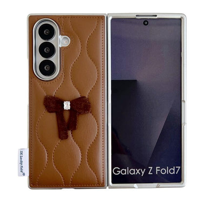 Puffer Jacket Bow Phone Case with  Wrist Strap, For Samsung Galaxy Z Flip6/7 FE, For Samsung Galaxy Z Fold7 5G, For Samsung Galaxy Z Flip7 5G, For Samsung Galaxy Z Flip5
