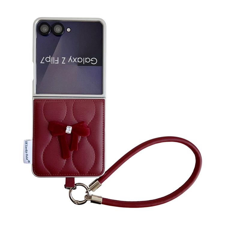 Puffer Jacket Bow Phone Case with  Wrist Strap, For Samsung Galaxy Z Flip6/7 FE, For Samsung Galaxy Z Fold7 5G, For Samsung Galaxy Z Flip7 5G, For Samsung Galaxy Z Flip5