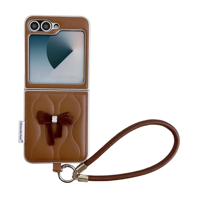 Puffer Jacket Bow Phone Case with  Wrist Strap, For Samsung Galaxy Z Flip6/7 FE, For Samsung Galaxy Z Fold7 5G, For Samsung Galaxy Z Flip7 5G, For Samsung Galaxy Z Flip5