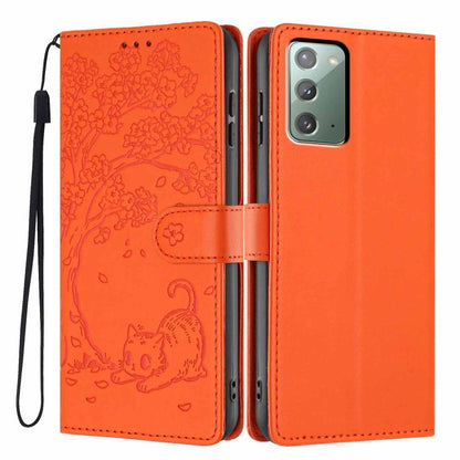Tree Cat Embossed Flip Vegan Leather Phone Case, For Samsung Galaxy Note20, For Samsung Galaxy Note20 Ultra, For Samsung Galaxy S20 Ultra, For Samsung Galaxy S20, For Samsung Galaxy S20+