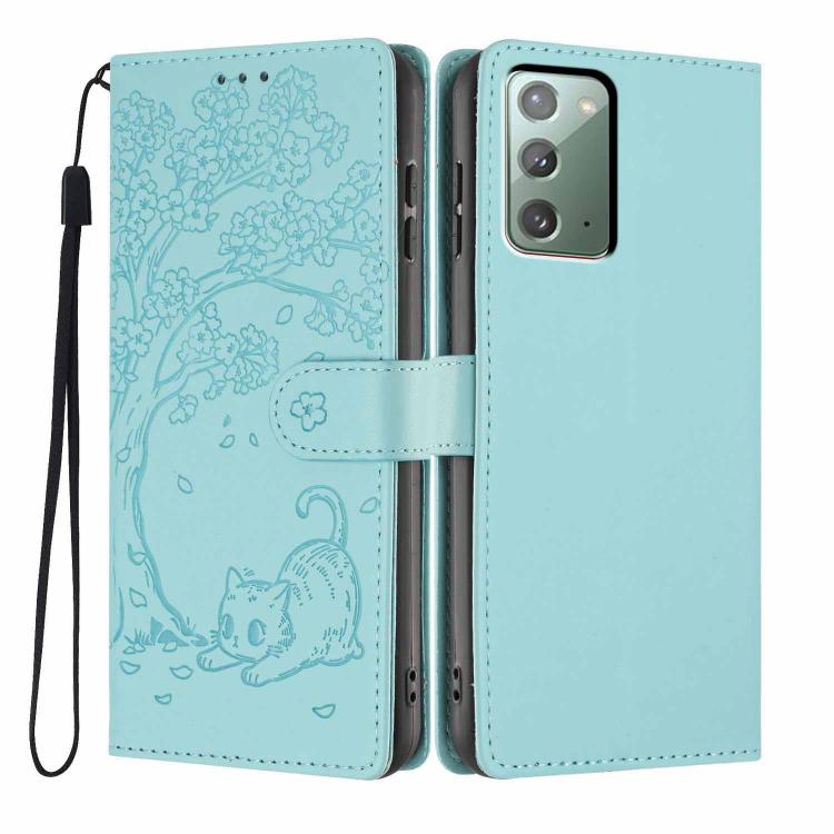 Tree Cat Embossed Flip Vegan Leather Phone Case, For Samsung Galaxy Note20, For Samsung Galaxy Note20 Ultra, For Samsung Galaxy S20 Ultra, For Samsung Galaxy S20, For Samsung Galaxy S20+