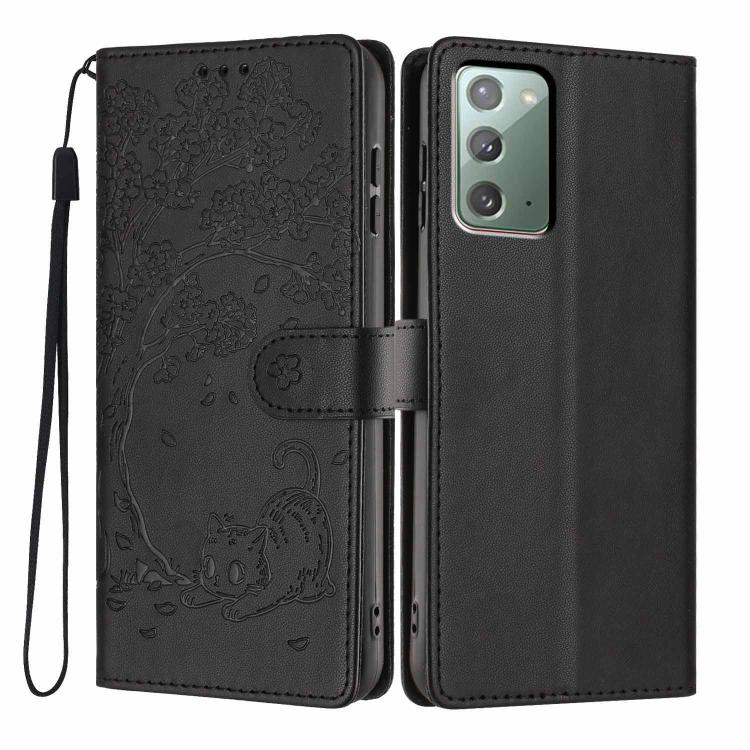 Tree Cat Embossed Flip Vegan Leather Phone Case, For Samsung Galaxy Note20, For Samsung Galaxy Note20 Ultra, For Samsung Galaxy S20 Ultra, For Samsung Galaxy S20, For Samsung Galaxy S20+
