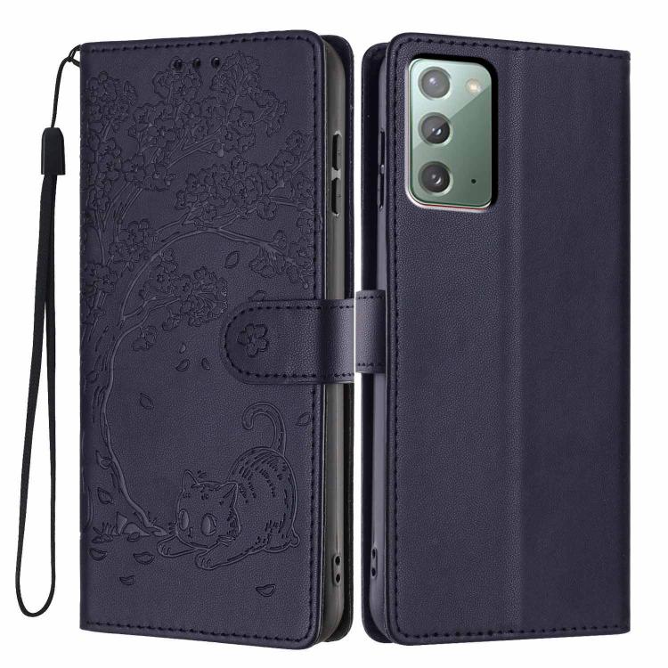 Tree Cat Embossed Flip Vegan Leather Phone Case, For Samsung Galaxy Note20, For Samsung Galaxy Note20 Ultra, For Samsung Galaxy S20 Ultra, For Samsung Galaxy S20, For Samsung Galaxy S20+