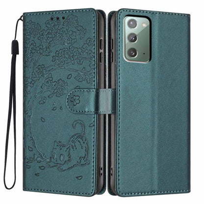 Tree Cat Embossed Flip Vegan Leather Phone Case, For Samsung Galaxy Note20, For Samsung Galaxy Note20 Ultra, For Samsung Galaxy S20 Ultra, For Samsung Galaxy S20, For Samsung Galaxy S20+