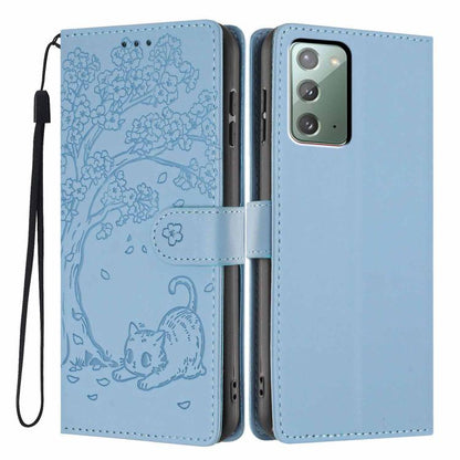 Tree Cat Embossed Flip Vegan Leather Phone Case, For Samsung Galaxy Note20, For Samsung Galaxy Note20 Ultra, For Samsung Galaxy S20 Ultra, For Samsung Galaxy S20, For Samsung Galaxy S20+