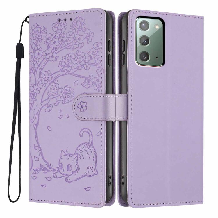 Tree Cat Embossed Flip Vegan Leather Phone Case, For Samsung Galaxy Note20, For Samsung Galaxy Note20 Ultra, For Samsung Galaxy S20 Ultra, For Samsung Galaxy S20, For Samsung Galaxy S20+