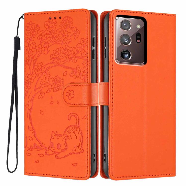 Tree Cat Embossed Flip Vegan Leather Phone Case, For Samsung Galaxy Note20, For Samsung Galaxy Note20 Ultra, For Samsung Galaxy S20 Ultra, For Samsung Galaxy S20, For Samsung Galaxy S20+