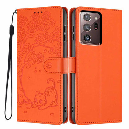 Tree Cat Embossed Flip Vegan Leather Phone Case, For Samsung Galaxy Note20, For Samsung Galaxy Note20 Ultra, For Samsung Galaxy S20 Ultra, For Samsung Galaxy S20, For Samsung Galaxy S20+