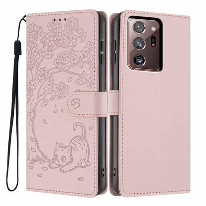 Tree Cat Embossed Flip Vegan Leather Phone Case, For Samsung Galaxy Note20, For Samsung Galaxy Note20 Ultra, For Samsung Galaxy S20 Ultra, For Samsung Galaxy S20, For Samsung Galaxy S20+