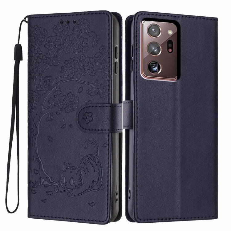 Tree Cat Embossed Flip Vegan Leather Phone Case, For Samsung Galaxy Note20, For Samsung Galaxy Note20 Ultra, For Samsung Galaxy S20 Ultra, For Samsung Galaxy S20, For Samsung Galaxy S20+