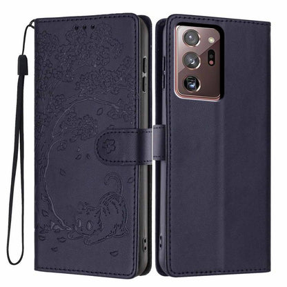 Tree Cat Embossed Flip Vegan Leather Phone Case, For Samsung Galaxy Note20, For Samsung Galaxy Note20 Ultra, For Samsung Galaxy S20 Ultra, For Samsung Galaxy S20, For Samsung Galaxy S20+