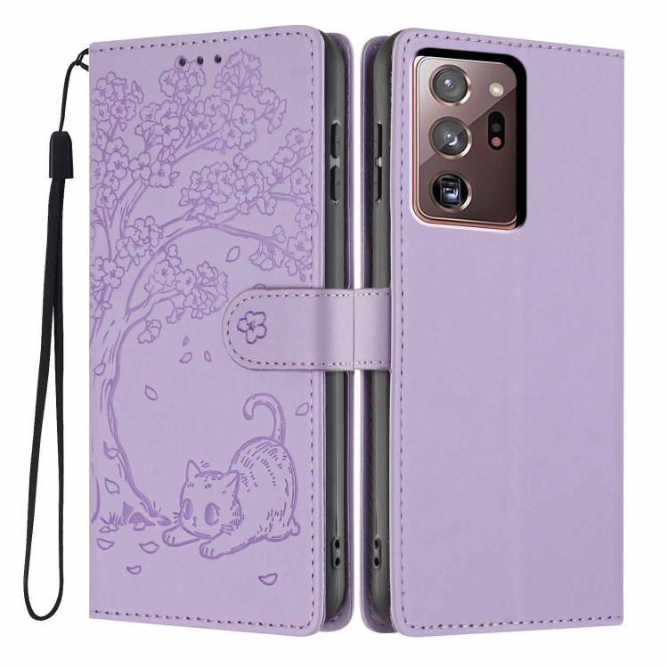 Tree Cat Embossed Flip Vegan Leather Phone Case, For Samsung Galaxy Note20, For Samsung Galaxy Note20 Ultra, For Samsung Galaxy S20 Ultra, For Samsung Galaxy S20, For Samsung Galaxy S20+