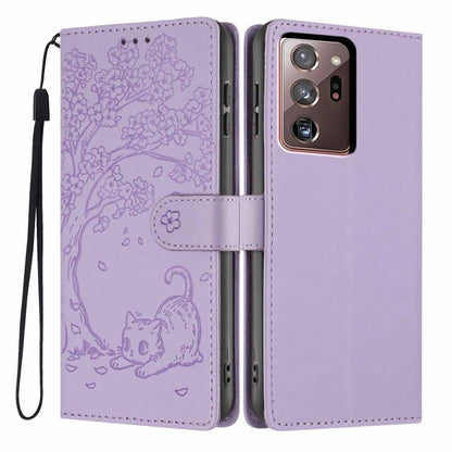 Tree Cat Embossed Flip Vegan Leather Phone Case, For Samsung Galaxy Note20, For Samsung Galaxy Note20 Ultra, For Samsung Galaxy S20 Ultra, For Samsung Galaxy S20, For Samsung Galaxy S20+