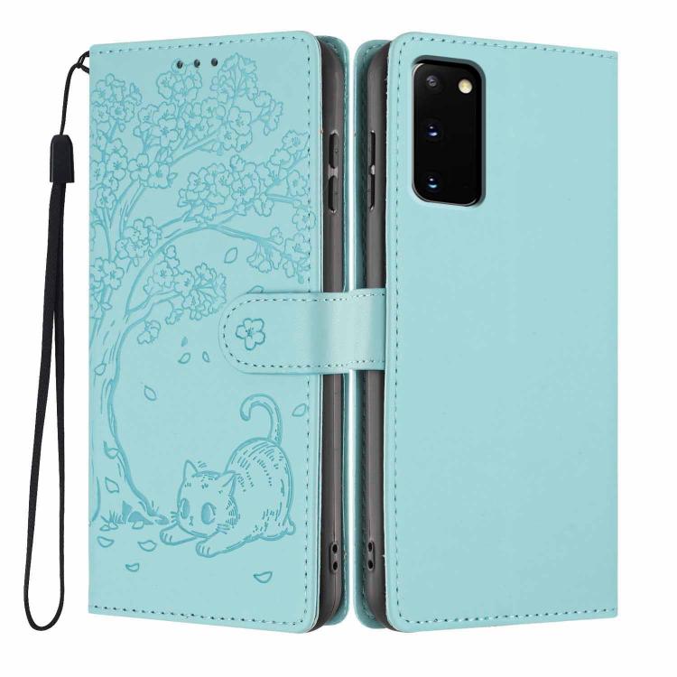 Tree Cat Embossed Flip Vegan Leather Phone Case, For Samsung Galaxy Note20, For Samsung Galaxy Note20 Ultra, For Samsung Galaxy S20 Ultra, For Samsung Galaxy S20, For Samsung Galaxy S20+
