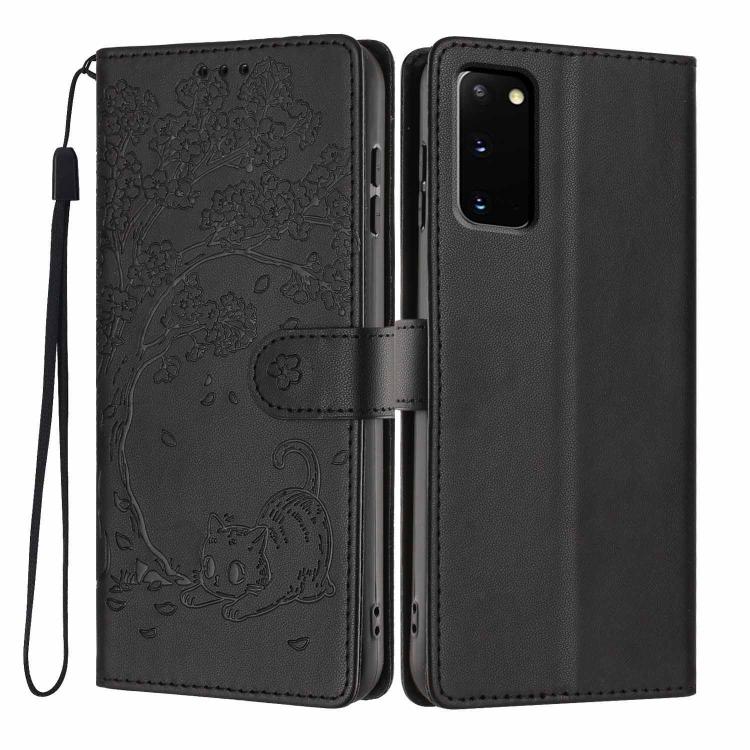 Tree Cat Embossed Flip Vegan Leather Phone Case, For Samsung Galaxy Note20, For Samsung Galaxy Note20 Ultra, For Samsung Galaxy S20 Ultra, For Samsung Galaxy S20, For Samsung Galaxy S20+