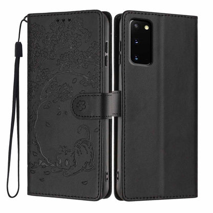 Tree Cat Embossed Flip Vegan Leather Phone Case, For Samsung Galaxy Note20, For Samsung Galaxy Note20 Ultra, For Samsung Galaxy S20 Ultra, For Samsung Galaxy S20, For Samsung Galaxy S20+