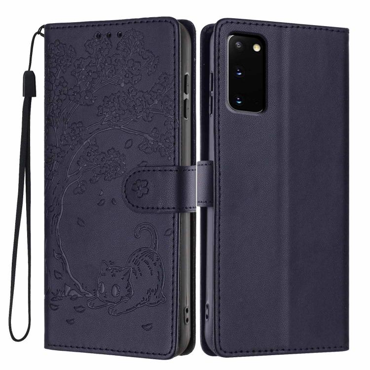 Tree Cat Embossed Flip Vegan Leather Phone Case, For Samsung Galaxy Note20, For Samsung Galaxy Note20 Ultra, For Samsung Galaxy S20 Ultra, For Samsung Galaxy S20, For Samsung Galaxy S20+