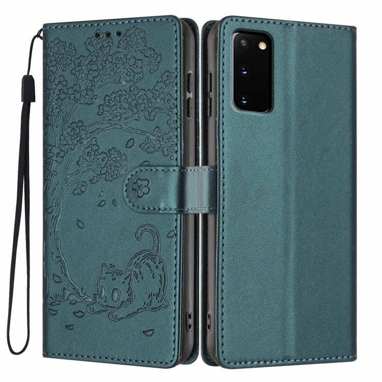 Tree Cat Embossed Flip Vegan Leather Phone Case, For Samsung Galaxy Note20, For Samsung Galaxy Note20 Ultra, For Samsung Galaxy S20 Ultra, For Samsung Galaxy S20, For Samsung Galaxy S20+