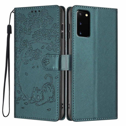 Tree Cat Embossed Flip Vegan Leather Phone Case, For Samsung Galaxy Note20, For Samsung Galaxy Note20 Ultra, For Samsung Galaxy S20 Ultra, For Samsung Galaxy S20, For Samsung Galaxy S20+