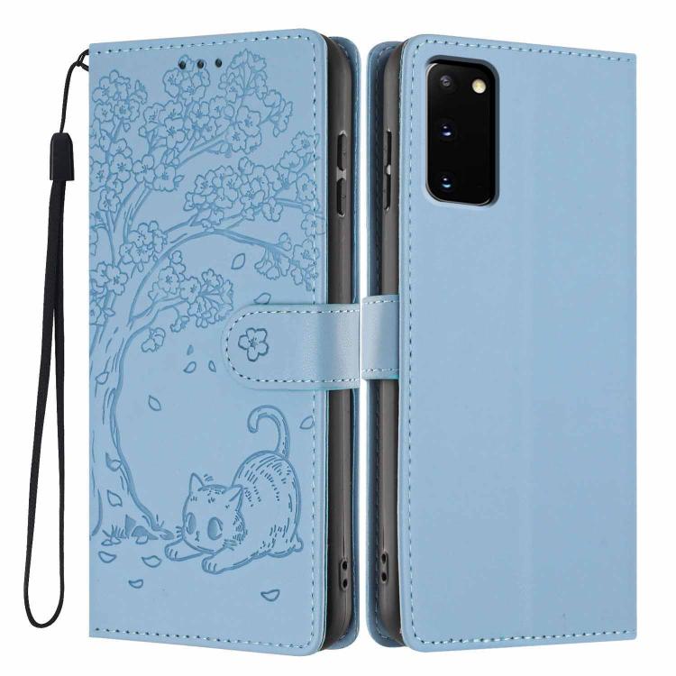 Tree Cat Embossed Flip Vegan Leather Phone Case, For Samsung Galaxy Note20, For Samsung Galaxy Note20 Ultra, For Samsung Galaxy S20 Ultra, For Samsung Galaxy S20, For Samsung Galaxy S20+