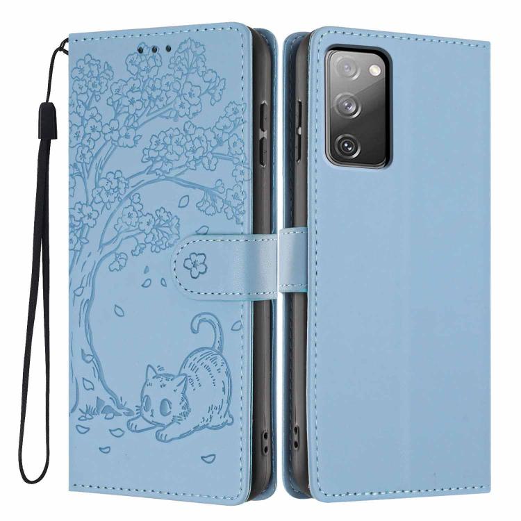 Tree Cat Embossed Flip Vegan Leather Phone Case, For Samsung Galaxy S23 FE 5G, For Samsung Galaxy S23 Ultra 5G, For Samsung Galaxy S23+ 5G, For Samsung Galaxy S23 5G, For Samsung Galaxy S20 FE, For Samsung Galaxy S22 Ultra 5G