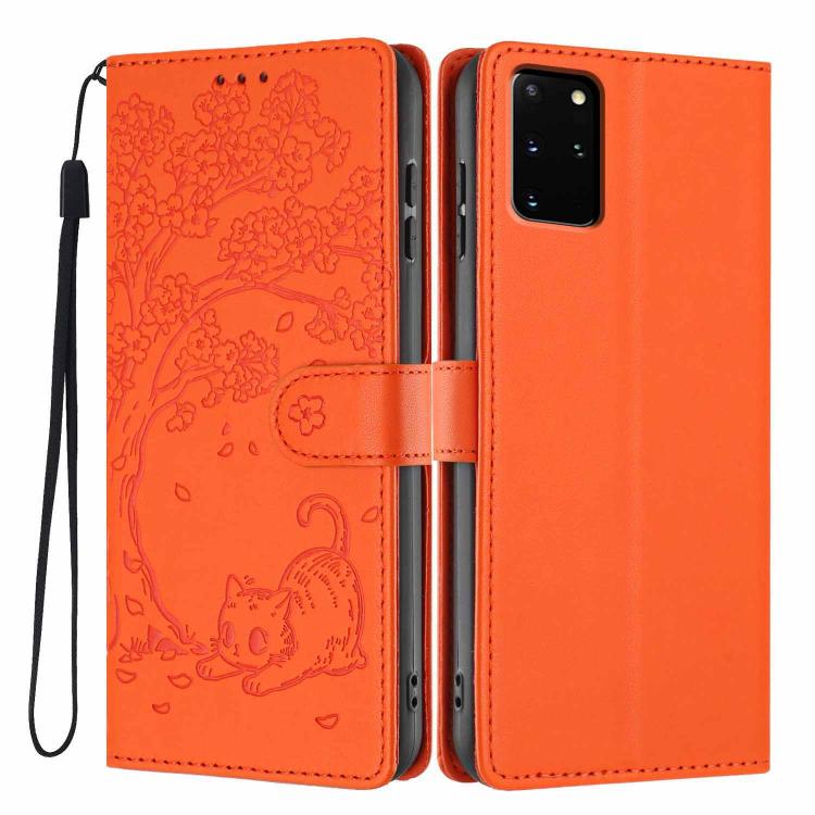 Tree Cat Embossed Flip Vegan Leather Phone Case, For Samsung Galaxy Note20, For Samsung Galaxy Note20 Ultra, For Samsung Galaxy S20 Ultra, For Samsung Galaxy S20, For Samsung Galaxy S20+