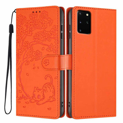 Tree Cat Embossed Flip Vegan Leather Phone Case, For Samsung Galaxy Note20, For Samsung Galaxy Note20 Ultra, For Samsung Galaxy S20 Ultra, For Samsung Galaxy S20, For Samsung Galaxy S20+