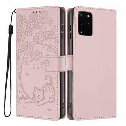 Tree Cat Embossed Flip Vegan Leather Phone Case, For Samsung Galaxy Note20, For Samsung Galaxy Note20 Ultra, For Samsung Galaxy S20 Ultra, For Samsung Galaxy S20, For Samsung Galaxy S20+