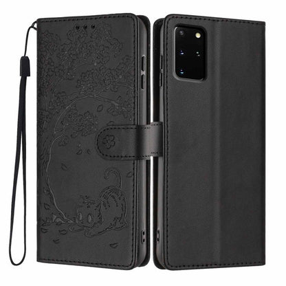 Tree Cat Embossed Flip Vegan Leather Phone Case, For Samsung Galaxy Note20, For Samsung Galaxy Note20 Ultra, For Samsung Galaxy S20 Ultra, For Samsung Galaxy S20, For Samsung Galaxy S20+