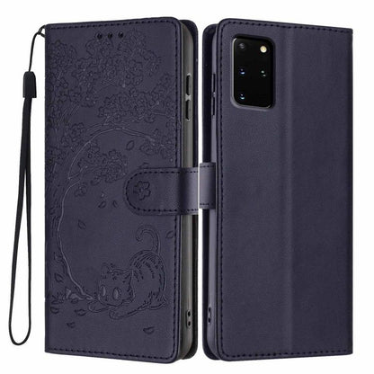 Tree Cat Embossed Flip Vegan Leather Phone Case, For Samsung Galaxy Note20, For Samsung Galaxy Note20 Ultra, For Samsung Galaxy S20 Ultra, For Samsung Galaxy S20, For Samsung Galaxy S20+