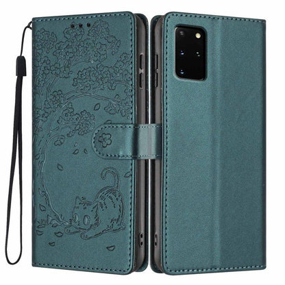 Tree Cat Embossed Flip Vegan Leather Phone Case, For Samsung Galaxy Note20, For Samsung Galaxy Note20 Ultra, For Samsung Galaxy S20 Ultra, For Samsung Galaxy S20, For Samsung Galaxy S20+
