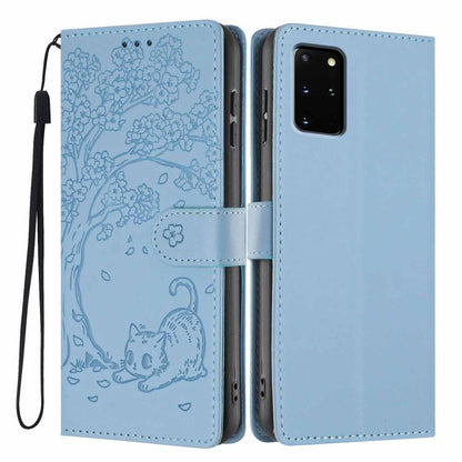 Tree Cat Embossed Flip Vegan Leather Phone Case, For Samsung Galaxy Note20, For Samsung Galaxy Note20 Ultra, For Samsung Galaxy S20 Ultra, For Samsung Galaxy S20, For Samsung Galaxy S20+