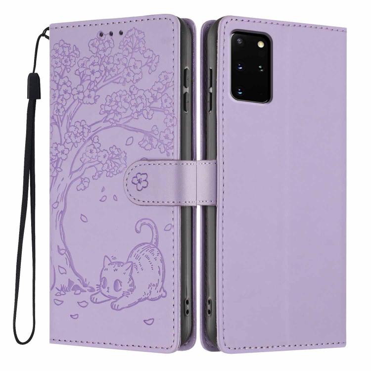 Tree Cat Embossed Flip Vegan Leather Phone Case, For Samsung Galaxy Note20, For Samsung Galaxy Note20 Ultra, For Samsung Galaxy S20 Ultra, For Samsung Galaxy S20, For Samsung Galaxy S20+