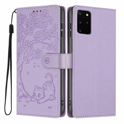 Tree Cat Embossed Flip Vegan Leather Phone Case, For Samsung Galaxy Note20, For Samsung Galaxy Note20 Ultra, For Samsung Galaxy S20 Ultra, For Samsung Galaxy S20, For Samsung Galaxy S20+