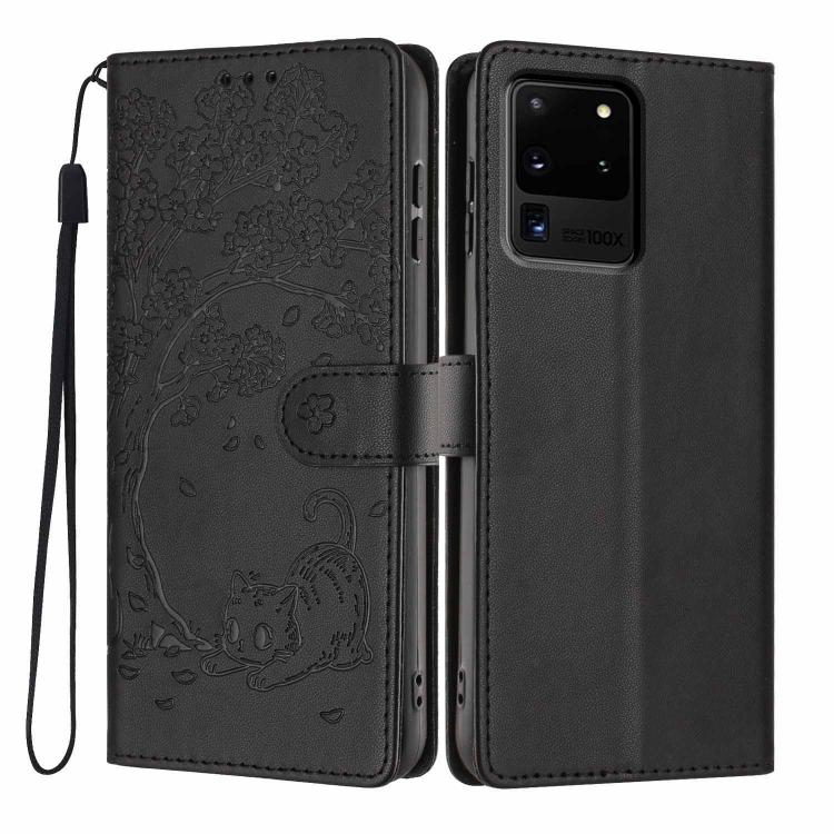 Tree Cat Embossed Flip Vegan Leather Phone Case, For Samsung Galaxy Note20, For Samsung Galaxy Note20 Ultra, For Samsung Galaxy S20 Ultra, For Samsung Galaxy S20, For Samsung Galaxy S20+