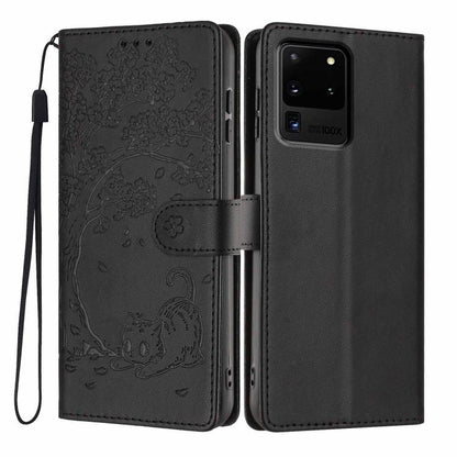 Tree Cat Embossed Flip Vegan Leather Phone Case, For Samsung Galaxy Note20, For Samsung Galaxy Note20 Ultra, For Samsung Galaxy S20 Ultra, For Samsung Galaxy S20, For Samsung Galaxy S20+