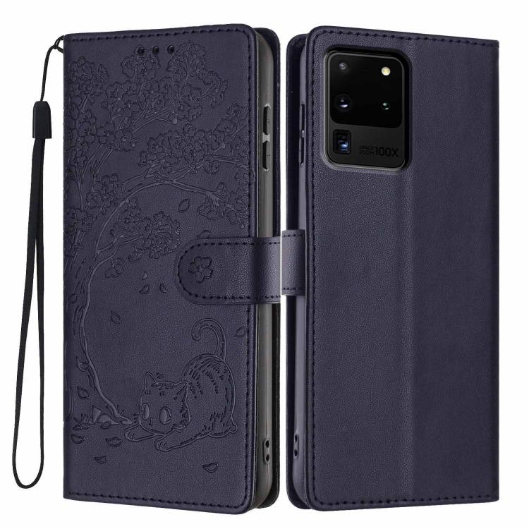 Tree Cat Embossed Flip Vegan Leather Phone Case, For Samsung Galaxy Note20, For Samsung Galaxy Note20 Ultra, For Samsung Galaxy S20 Ultra, For Samsung Galaxy S20, For Samsung Galaxy S20+
