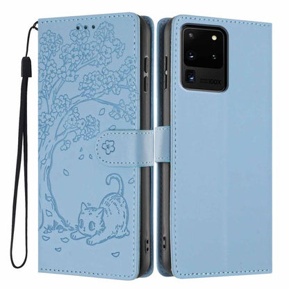 Tree Cat Embossed Flip Vegan Leather Phone Case, For Samsung Galaxy Note20, For Samsung Galaxy Note20 Ultra, For Samsung Galaxy S20 Ultra, For Samsung Galaxy S20, For Samsung Galaxy S20+