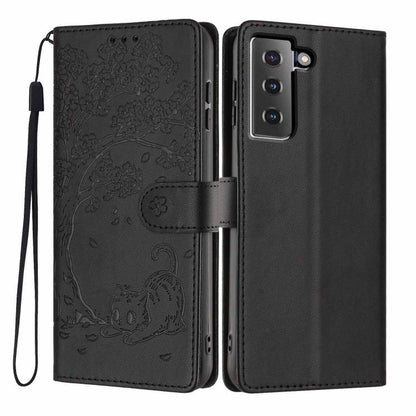Tree Cat Embossed Flip Vegan Leather Phone Case, For Samsung Galaxy S22+ 5G, For Samsung Galaxy S22 5G, For Samsung Galaxy S21 FE 5G, For Samsung Galaxy S21 5G, For Samsung Galaxy S21+ 5G, For Samsung Galaxy S21 Ultra 5G