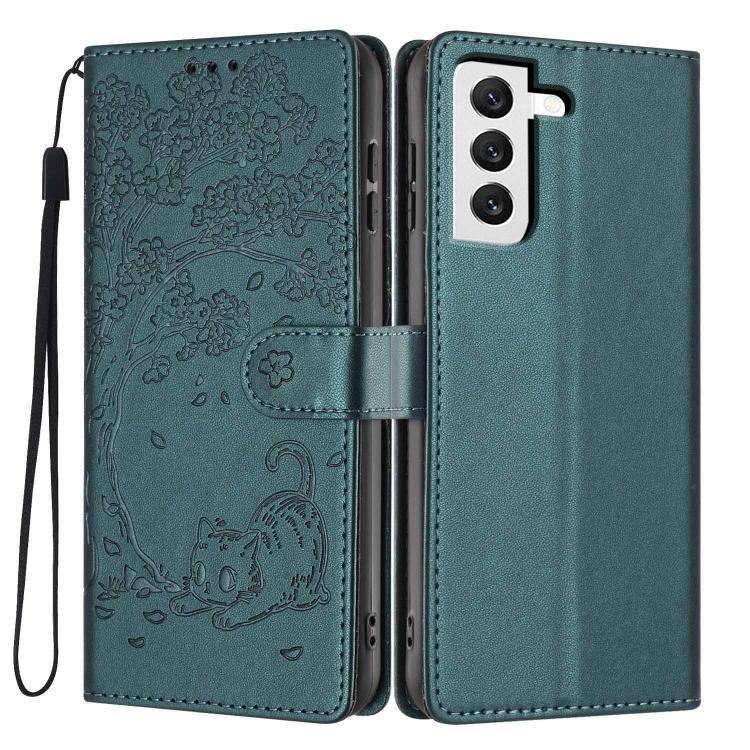 Tree Cat Embossed Flip Vegan Leather Phone Case, For Samsung Galaxy S22+ 5G, For Samsung Galaxy S22 5G, For Samsung Galaxy S21 FE 5G, For Samsung Galaxy S21 5G, For Samsung Galaxy S21+ 5G, For Samsung Galaxy S21 Ultra 5G