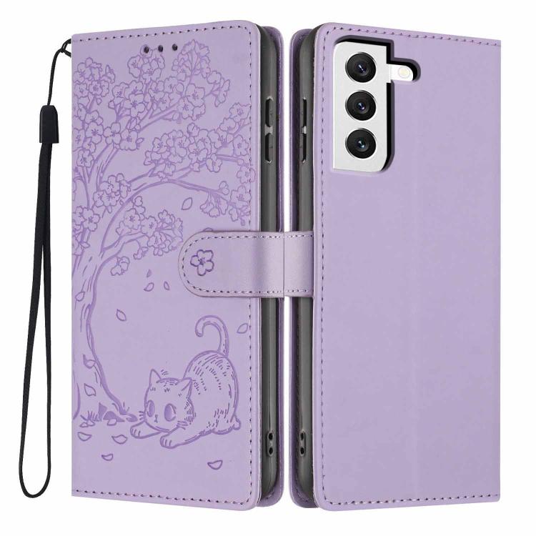 Tree Cat Embossed Flip Vegan Leather Phone Case, For Samsung Galaxy S22+ 5G, For Samsung Galaxy S22 5G, For Samsung Galaxy S21 FE 5G, For Samsung Galaxy S21 5G, For Samsung Galaxy S21+ 5G, For Samsung Galaxy S21 Ultra 5G