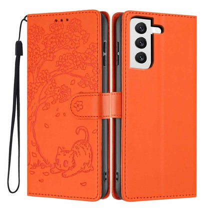 Tree Cat Embossed Flip Vegan Leather Phone Case, For Samsung Galaxy S22+ 5G, For Samsung Galaxy S22 5G, For Samsung Galaxy S21 FE 5G, For Samsung Galaxy S21 5G, For Samsung Galaxy S21+ 5G, For Samsung Galaxy S21 Ultra 5G