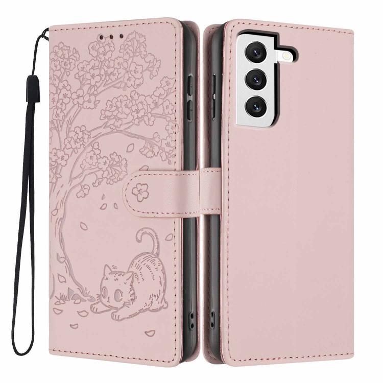 Tree Cat Embossed Flip Vegan Leather Phone Case, For Samsung Galaxy S22+ 5G, For Samsung Galaxy S22 5G, For Samsung Galaxy S21 FE 5G, For Samsung Galaxy S21 5G, For Samsung Galaxy S21+ 5G, For Samsung Galaxy S21 Ultra 5G
