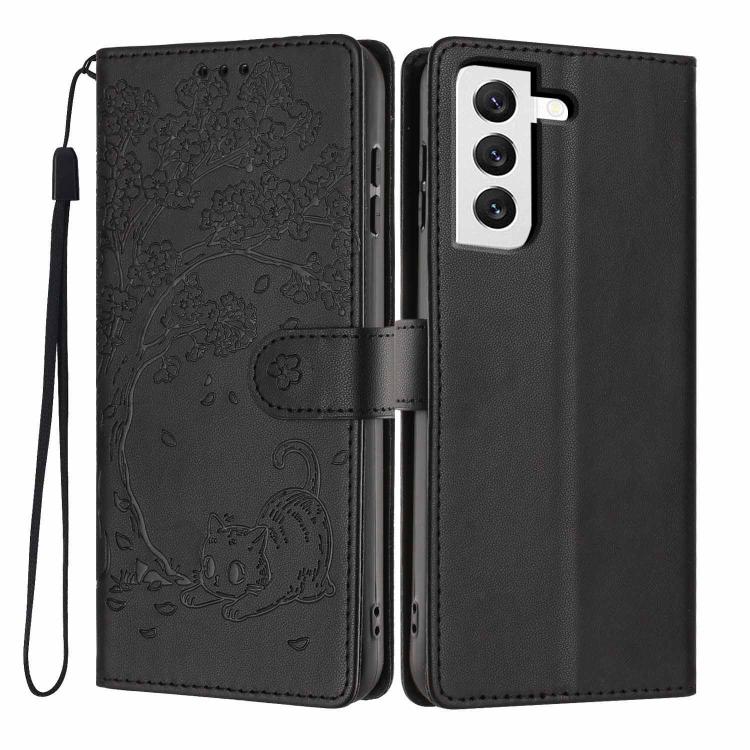 Tree Cat Embossed Flip Vegan Leather Phone Case, For Samsung Galaxy S22+ 5G, For Samsung Galaxy S22 5G, For Samsung Galaxy S21 FE 5G, For Samsung Galaxy S21 5G, For Samsung Galaxy S21+ 5G, For Samsung Galaxy S21 Ultra 5G