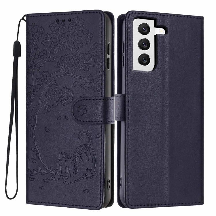 Tree Cat Embossed Flip Vegan Leather Phone Case, For Samsung Galaxy S22+ 5G, For Samsung Galaxy S22 5G, For Samsung Galaxy S21 FE 5G, For Samsung Galaxy S21 5G, For Samsung Galaxy S21+ 5G, For Samsung Galaxy S21 Ultra 5G