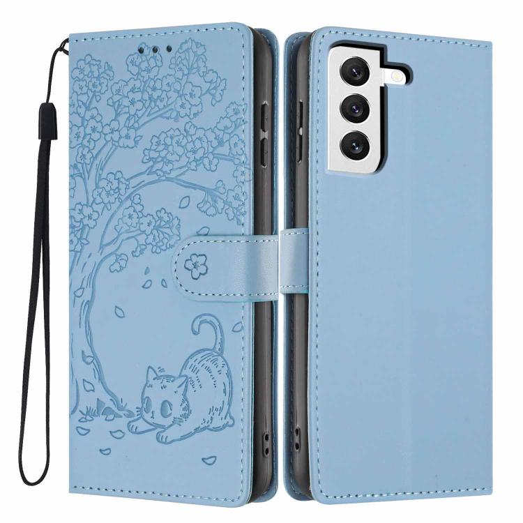 Tree Cat Embossed Flip Vegan Leather Phone Case, For Samsung Galaxy S22+ 5G, For Samsung Galaxy S22 5G, For Samsung Galaxy S21 FE 5G, For Samsung Galaxy S21 5G, For Samsung Galaxy S21+ 5G, For Samsung Galaxy S21 Ultra 5G