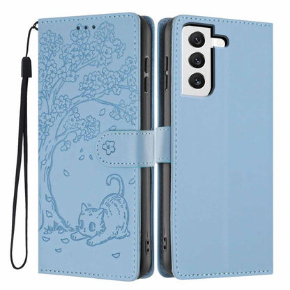 Tree Cat Embossed Flip Vegan Leather Phone Case, For Samsung Galaxy S22+ 5G, For Samsung Galaxy S22 5G, For Samsung Galaxy S21 FE 5G, For Samsung Galaxy S21 5G, For Samsung Galaxy S21+ 5G, For Samsung Galaxy S21 Ultra 5G