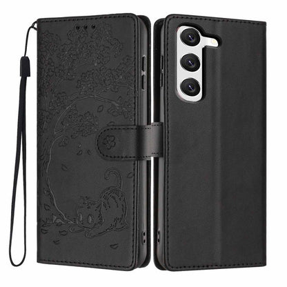 Tree Cat Embossed Flip Vegan Leather Phone Case, For Samsung Galaxy S23 FE 5G, For Samsung Galaxy S23 Ultra 5G, For Samsung Galaxy S23+ 5G, For Samsung Galaxy S23 5G, For Samsung Galaxy S20 FE, For Samsung Galaxy S22 Ultra 5G