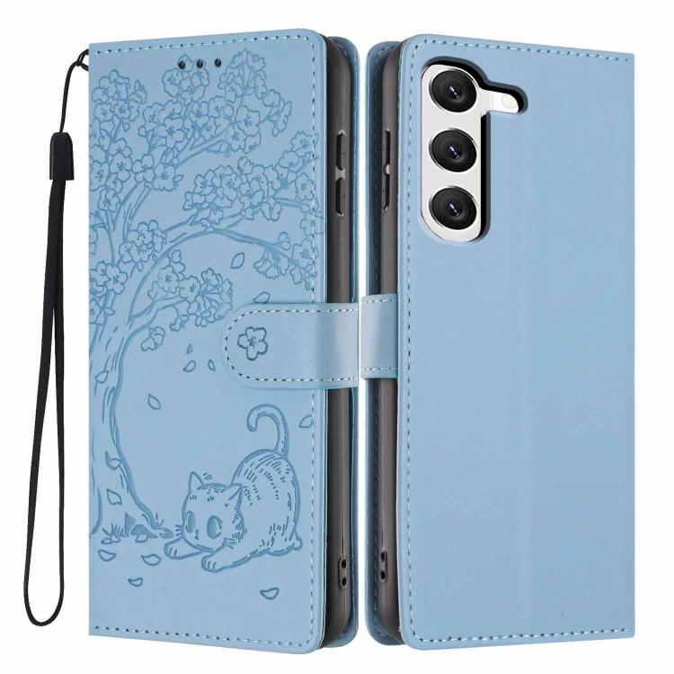 Tree Cat Embossed Flip Vegan Leather Phone Case, For Samsung Galaxy S23 FE 5G, For Samsung Galaxy S23 Ultra 5G, For Samsung Galaxy S23+ 5G, For Samsung Galaxy S23 5G, For Samsung Galaxy S20 FE, For Samsung Galaxy S22 Ultra 5G